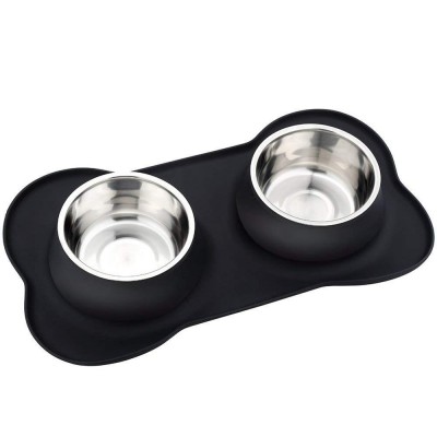 Dog Bowls Stainless Steel Dog Bowl with No Spill Non-Skid Silicone Mat Feeder Bowls Pet Bowl for Dogs Cats and Pets